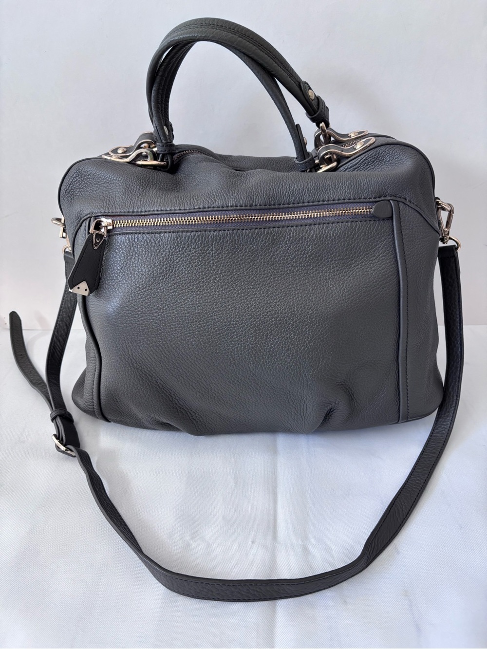 Authentic SISLEY Korean Gray Pebbled Cowhide Leather Shoulder Bag /Crossbody
